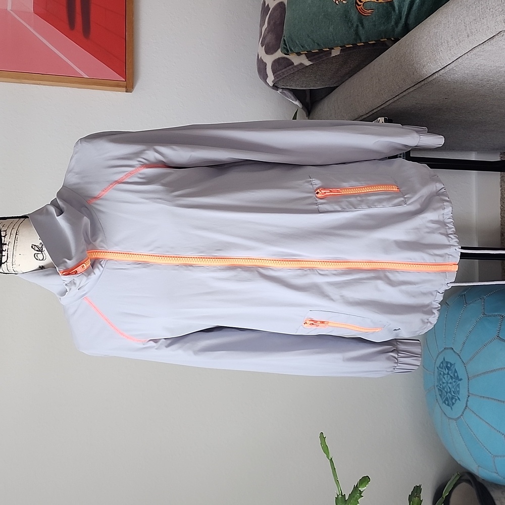 Lacoste SPORT women's light jacket Blue Gray Zipper Front size 34, XS